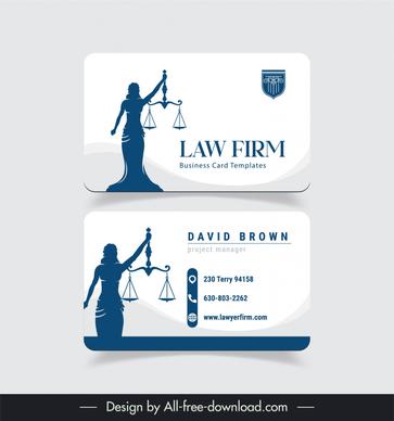 law firm business card template elegant silhouette statue scale 