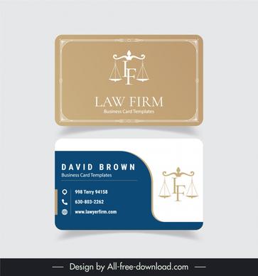 law firm business card template stylized texts scale classic
