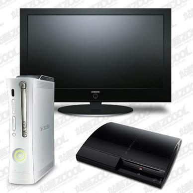 lcd tv ps3 xbox360 game console icon psd layered