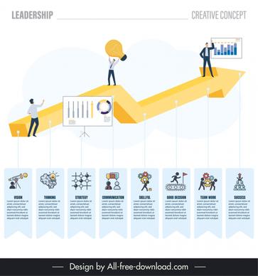 leadership infographic template 3d arrow dynamic human 