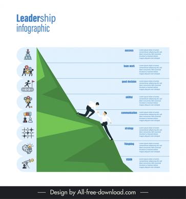 leadership infographic template 3d geometric mountain dynamic climber 