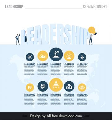 leadership infographic template modern texts staffs world map