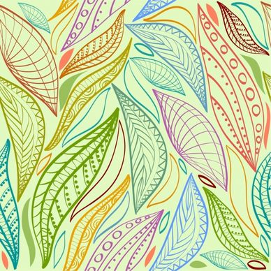 leaf background colorful flat design handdrawn sketch