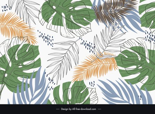 leaf background template classical handdrawn 