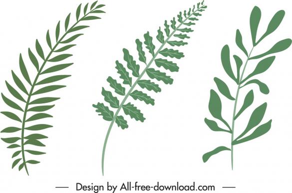 leaf icons green flat handdrawn design