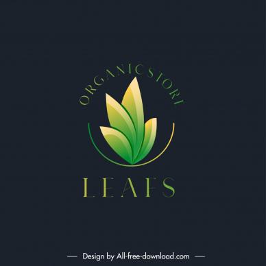 leaf organic store logo template elegant 3d