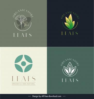 leaf organic store logo templates collection elegant classic
