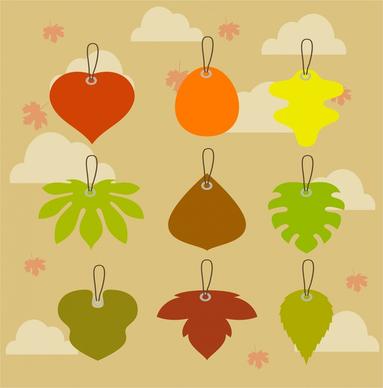 leaf tags collection various shapes on leaves background
