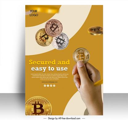 learning crypto trading poster template hand holding coin closeup