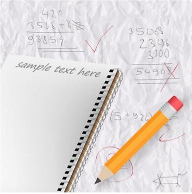 study background template notebook pencil calculation modern 3d