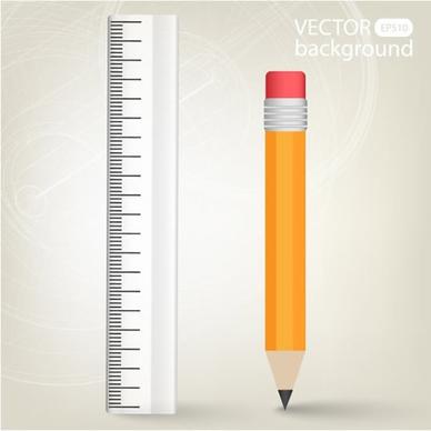 education background template modern flat ruller pencil sketch