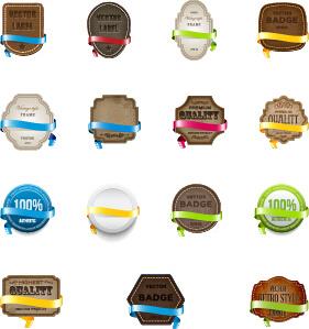 leather labels with ribbon vector graphic