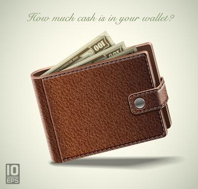 leather wallet design vector
