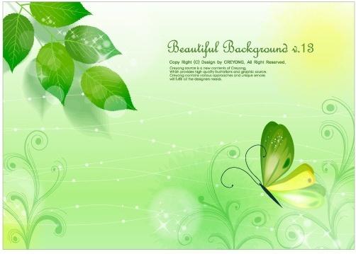 leaves and butterflies vector fantasy background