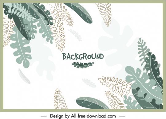 leaves background template bright classical handdrawn sketch