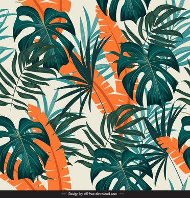 leaves background template colored luxuriant sketch
