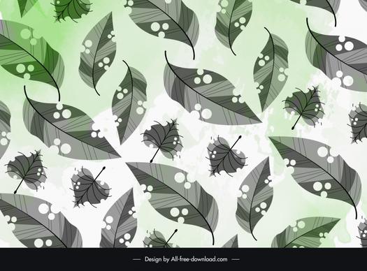 leaves background template handdrawn classic