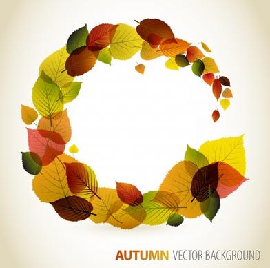 autumn background template colorful dynamic leaves layout
