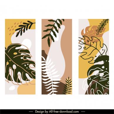 leaves painting templates flat classical handdrawn sketch