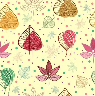 leaves pattern background colorful sketch