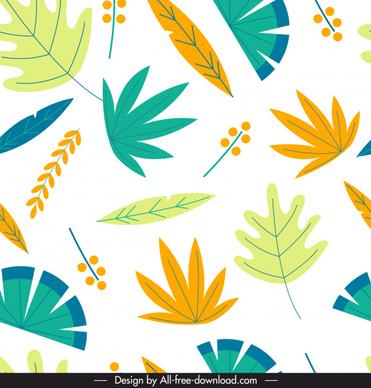 leaves pattern bright colorful flat classic design