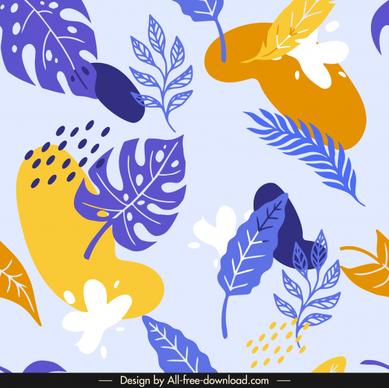 leaves pattern template colored classical handdrawn design