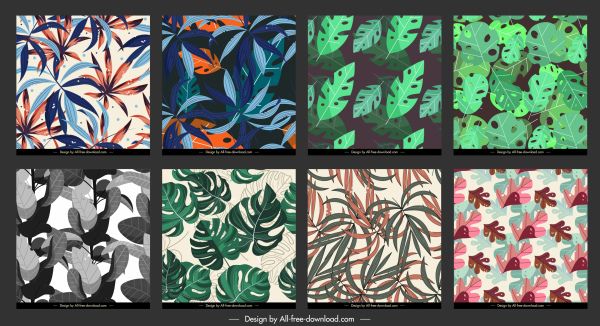 leaves pattern templates colorful classic design