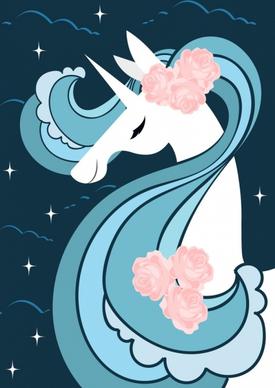 legendary background unicorn icon dark blue decor