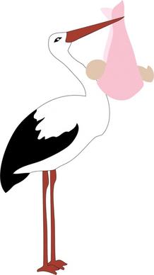 legendary birth vector illustration with stork depict