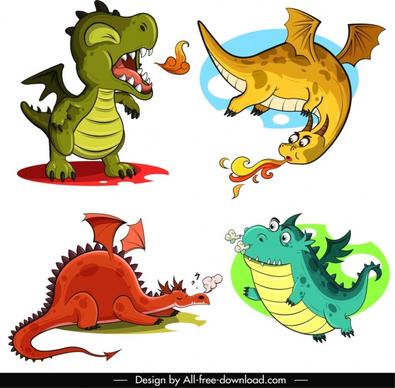 legendary dragon icons funny cartoon characters