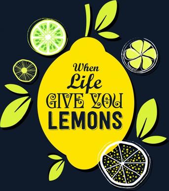 lemon fruit advertising slice icons handdrawn decor