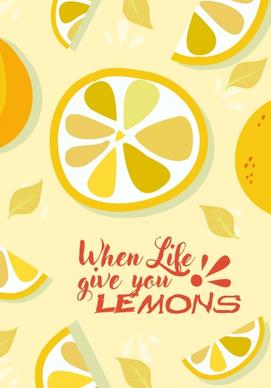 lemon fruits background slices icons yellow design