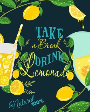 lemon juice advertisement multicolored dark design fruit icon