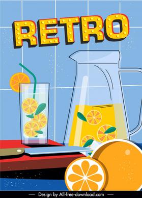 lemon juice advertising banner colorful flat sketch