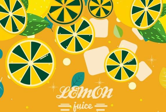 lemon juice background slices ice liquid icons