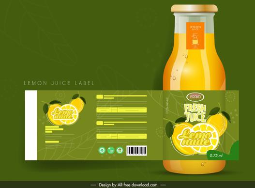 lemon juice label template colored flat decor