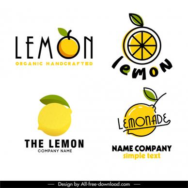lemon logo templates bright colored flat handdrawn sketch
