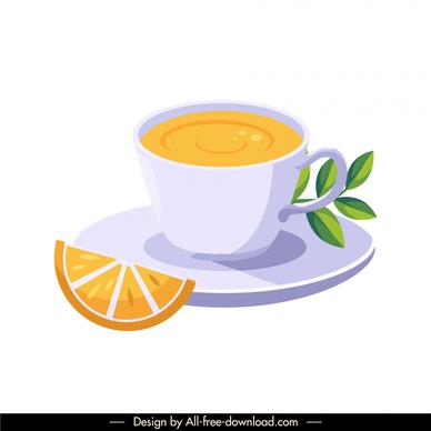  lemon milk tea cup icon elegant classical design 