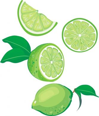lemon icons 3d green design slices ornament