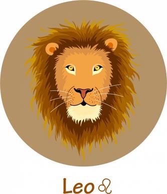 leo zodiac icon lion face decor circle layout