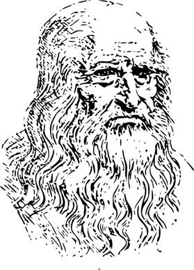 Leonardo Da Vinci Self-portrait Outline 2