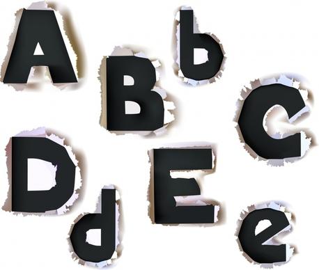 alphabet design elements ragged paper design