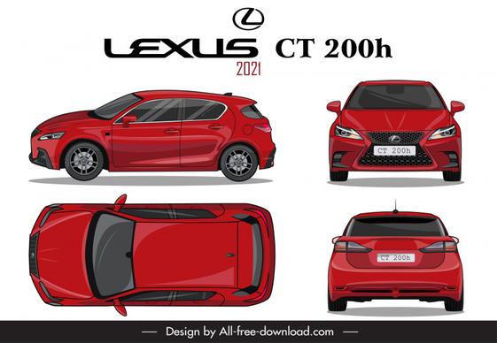 lexus ct 200h 2021 car model advertising template modern different views design 
