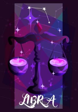 libra zodiac background balance icon sparkling violet decor