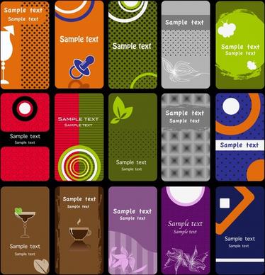 card templates collection colored abstract nature beverage themes
