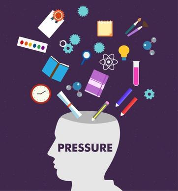life pressure concept background human head tools icons