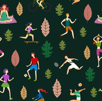 lifestyle background sports activities leaf icons decor