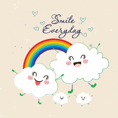 lifestyle banner cute stylized clouds rainbow icons