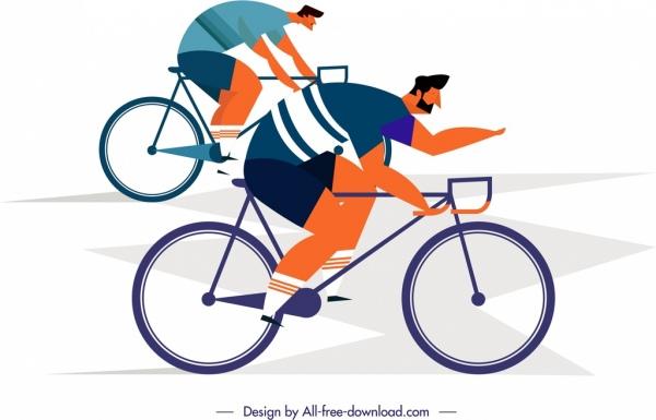 lifestyle painting cyclist icons cartoon characters sketch