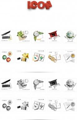 objects icons modern black white colorful sketch